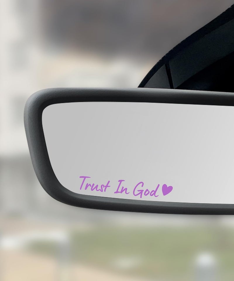 SCUARI 4PCS Car Stickers,Cars Decals,Car Accessories Trust in God Rearview Mirror Sticker,Auto Stickers and Decals,Auto Decals for Women,Trust in God Mirror Decoration,Fits Most Vehicles (Purple) - Image 1